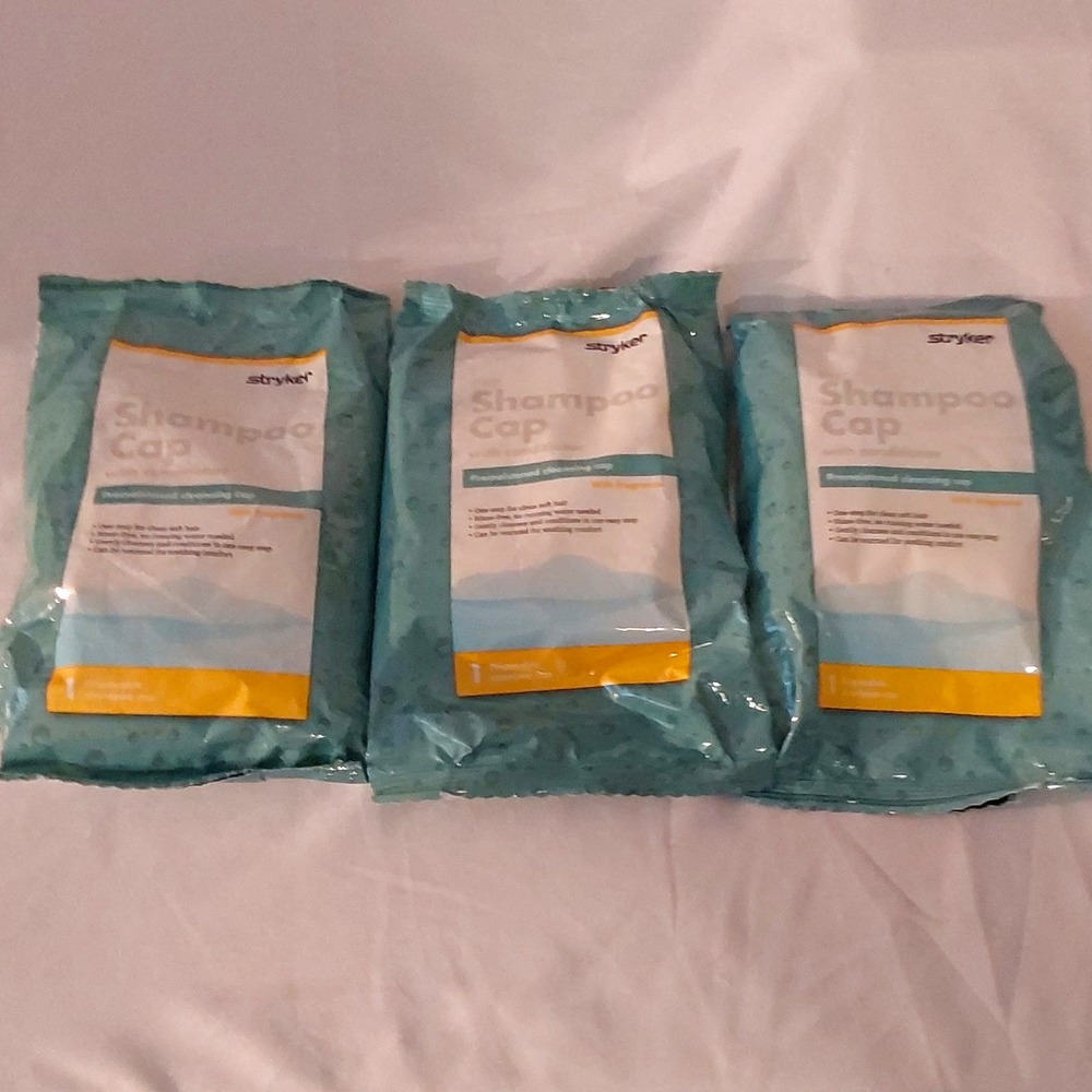 Stryker Sage Lot of 3 Rinse-Free Disposable Shampoo Cap w/ Conditioner